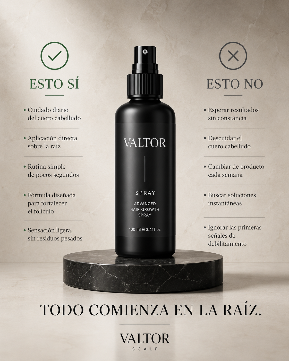 Valtor - Detiene la Caída del Pelo y Estimula el Crecimiento de Raíz.